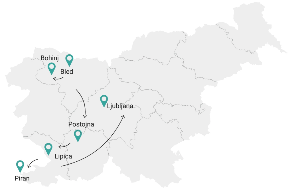 Highlights of Slovenia tour map